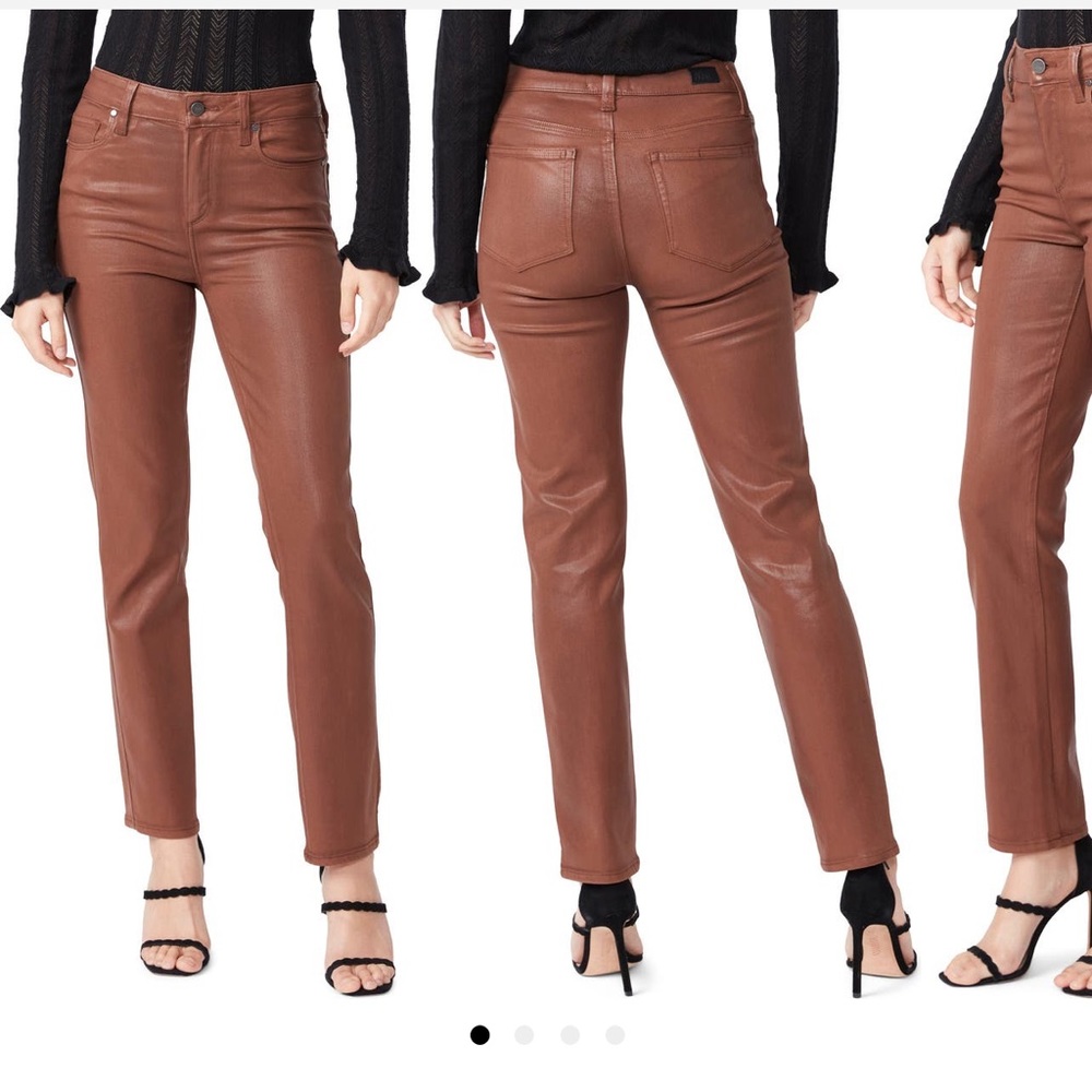 Paige Cindy Coated High Waisted Ankle Straight Leg Jeans